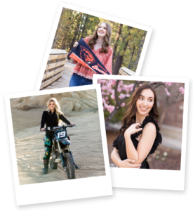 A group of three polaroids with gorgeous portraits of Reno High School Seniors and College Grads that showcase the incredible senior photography of Reno's best senior photographer