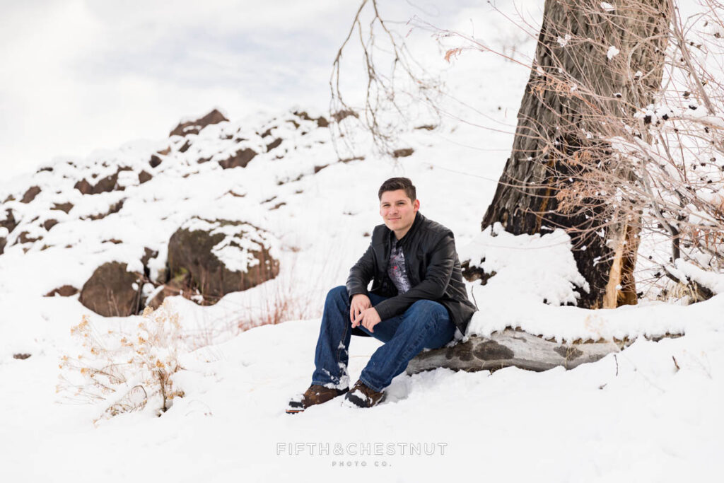 Cool Snowy Reno Senior Portraits at Bartley Ranch by Reno Senior Photographer