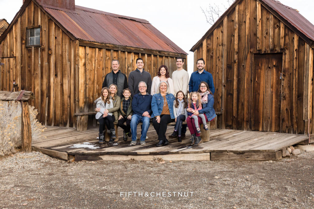 Family Portraits at Bartley Ranch with an extended family in winter time